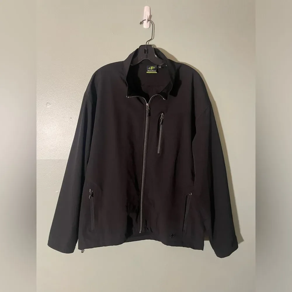 Mens Nordic Track Black Full Zip Rain Jacket SZ XL